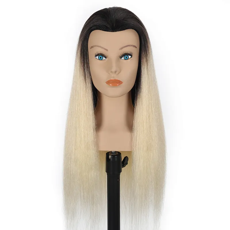 أزياء الوجه PVC ماكياج رئيس عارضة أزياء الاصطناعية الشعر البشري التدريب واقعية نموذج الرأس مع موقف