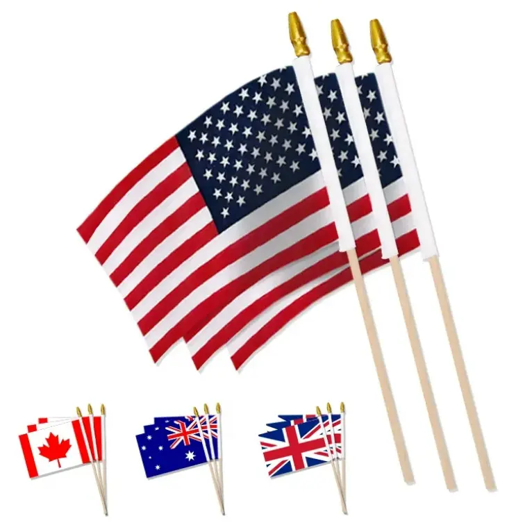BSBH кантри ручной флаг США Американский ручной развевающийся флаг с маленькой палкой деревянные шесты