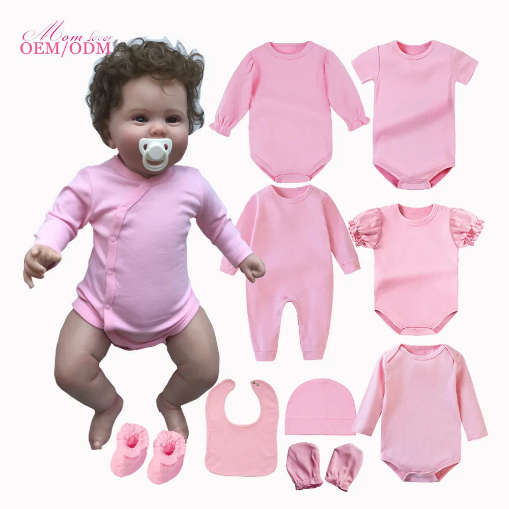 Got bersertifikat katun organik bayi pakaian bayi anak laki-laki 0-3 bulan baru lahir bayi Romper polos Bodysuit oneise bayi pakaian set