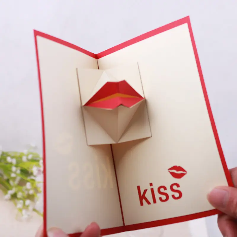 Personalizado divertido hecho a mano feliz tarjeta de felicitación de San Valentín corte láser impresión 3D Pop Up tarjetas de felicitación para el amor