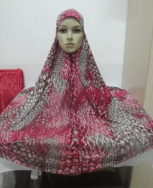 ベールイスラム教徒モノクロヒジャーブアイスシルクプリント花カラー布ヘッドスカーフ