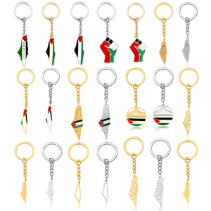 Wholesale Rhinestone Palestine Map Flag Diamond Watermelon <strong>Key</strong> Ring Car <strong>Key</strong> Chain Luxury Enamel Crystal Palestine <strong>Key</strong> Chain - Product Image 1