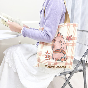 Bolso de hombro de lona de gran capacidad para mujer, nuevo Capybara Capibala, estilo de moda abierto para estudiantes, Tutorial, clase, uso escolar - Product Image 2