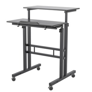 Escritorio de ordenador de pie de madera ajustable para estudio de oficina en casa escritorio segmentado con ruedas de ángulo libre función de plegado fácil - Product Image 1