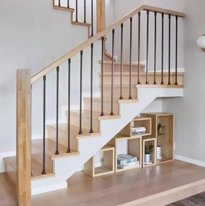 Rampe d'escalier verticale moderne avec main courante en bois pour escaliers en fer et balcon, revêtement en poudre, installation facile - Product Image 4