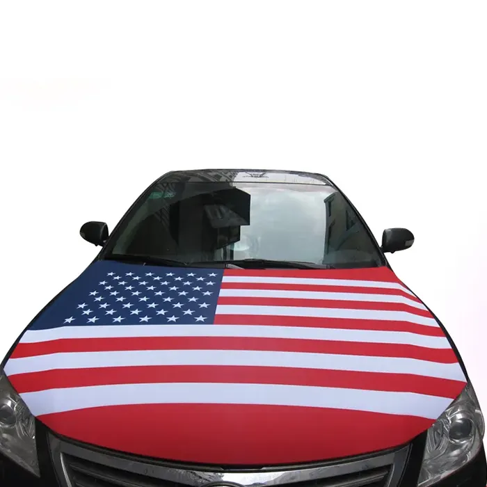 2023 Promotion personnalisé monde tous les pays drapeau National imprimé Spandex Polyester voiture moteur capot couverture personnalisé voiture capot drapeau