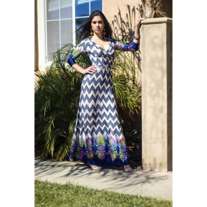 TD <span class=keywords><strong>Alicia</strong></span> Bohemian 3/4 kollu Maxi zarif Summer noktalı baskı gün uzun kat-uzunluk yaz plaj diz boyu için dökümlü