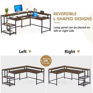 Muebles de oficina para el hogar, estación de trabajo de fácil montaje, estudio, escritura, juegos, escritorio de ordenador, mesa de ordenador de esquina en forma de L de madera - Product Image 6