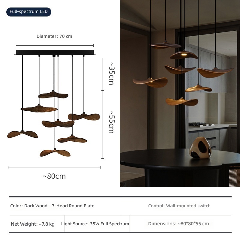 Corps de lampe 7 ronds (diamètre 60cm) couleur bois foncé 25