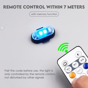 オートバイ車用のリモートUSB充電付きRGBカラーLED航空機ストロボライト警告灯 - Product Image 6