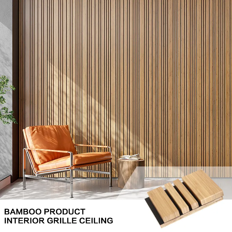 Tablones lineales Techo de bambú Panel de pared estriado Paneles de pared Interior de pared