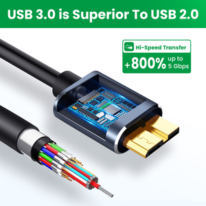 PSDA USB C型至微型B USB 3.0电缆5gbps快速数据同步线适配器移动硬盘数据线 - Product Image 5