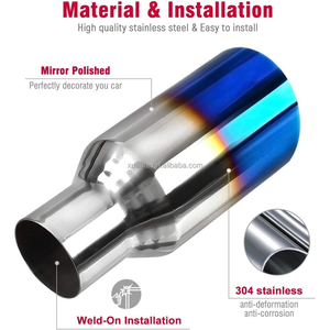 Yarış performansı mavi yanmış tek katmanlı tek çıkış araba egzoz sistemi için BMW GMC Ford Mustang egzoz borusu susturucu İpuçları - Product Image 4