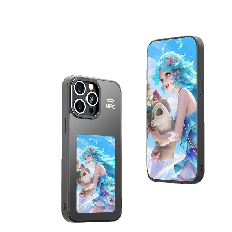 Tiktok hot selling Custom Logo Mobile Phone Case DIY Screen Projection Pattern NFC ink Display Cover