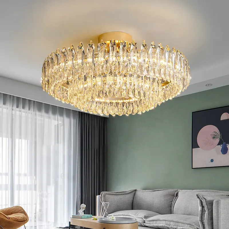 Candelabros de cristal de lujo para sala de estar, lámpara colgante Led de cristal de estilo postmoderno, grande, Hotel, boda