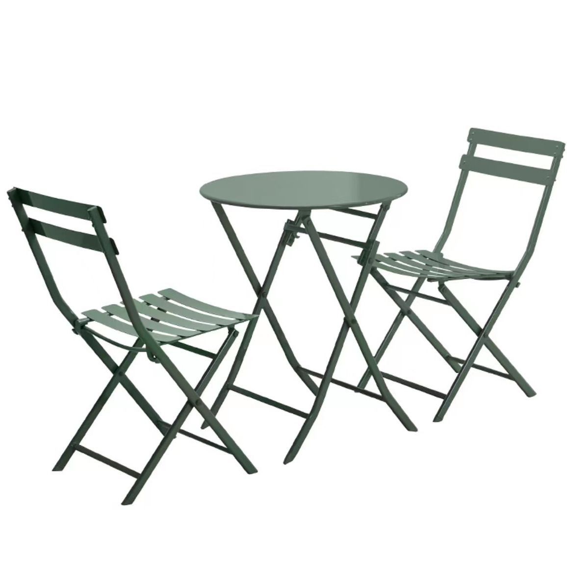 Morandi vert-fer 2 chaises 1 table ronde pliante