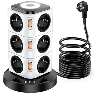 <strong>12</strong> AC Outlets Electronic Extension Power Plug <strong>Socket</strong> with Overland Protection with USB Night Light Power Strip - Product Image 1