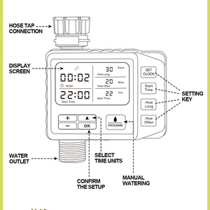 Timer dell'acqua del giardino del Controller del Timer di irrigazione intelligente digitale con Display LCD automatico per il sistema di irrigazione - Product Image 3