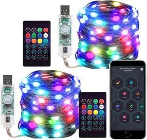 IP65 Smart Fairy String luci WS2812B 32.8ft USB Bluetooth scintillio con Timer e modalità divertenti di sincronizzazione musicale a distanza a colori - Product Image 1