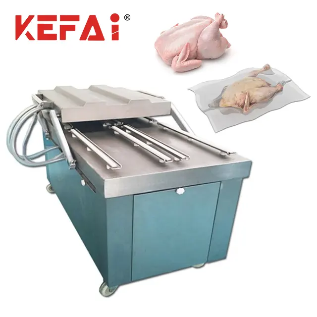 KEFAI डबल चैम्बर पूरे जमे हुए चिकन वैक्यूम पैकेजिंग मशीन निर्माता
