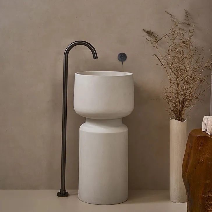 Pedra sanitária europeia do banheiro, 2023 branco fosco moderno, pedra artificial, banheiro livre, lavatório de mão, pia para o hotel