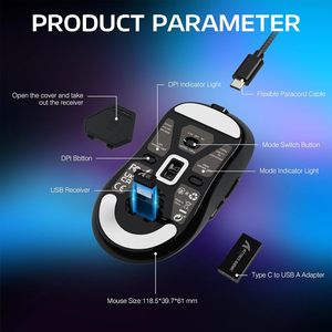 Articoli di fabbrica all'ingrosso attacco squalo X3 Pro leggero Mouse da gioco senza fili con sensore ottico PAW3395 DPI 26K per uso informatico - Product Image 6