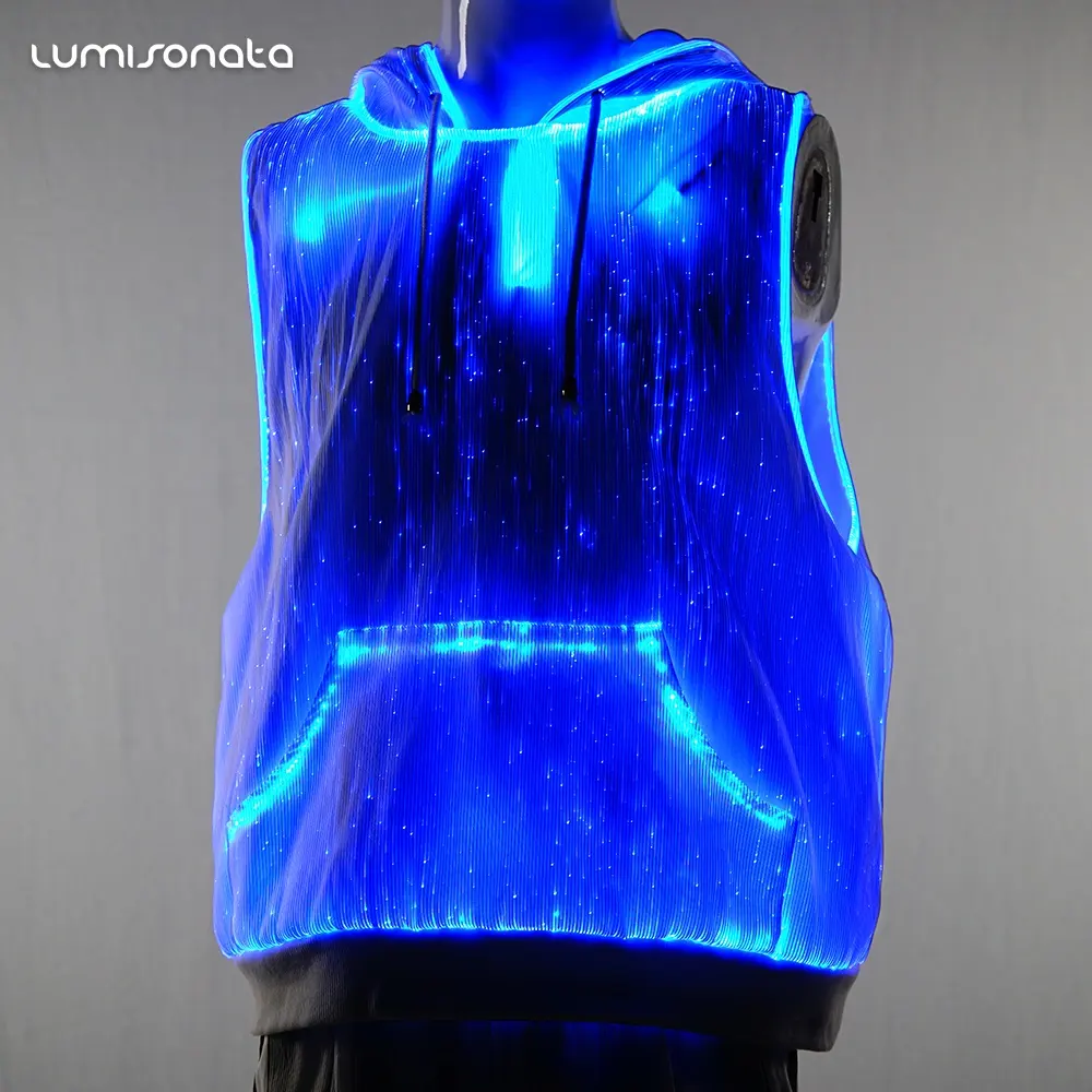 ไฟเปลี่ยนไฟเบอร์ออปติกไฟ LED Hoodie