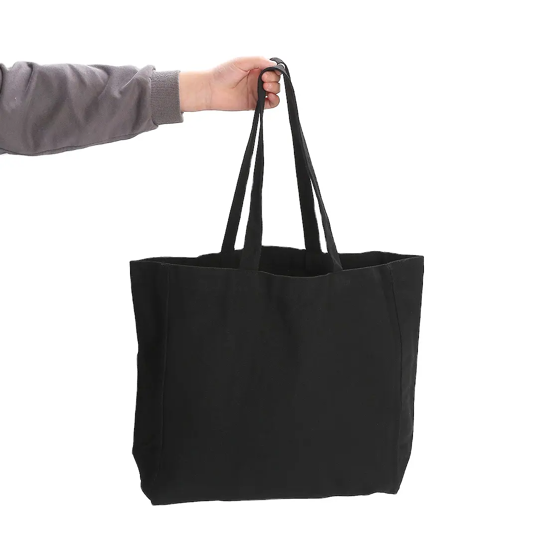Sacos personalizados eco reutilizáveis, sacos de lona de algodão impressos, branco e preto para compras