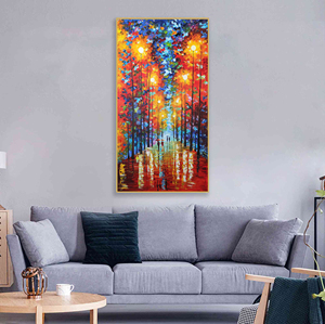鮮やかな木カラフルな抽象的な風景画通りを歩くカラフルなアートワーク - Product Image 6