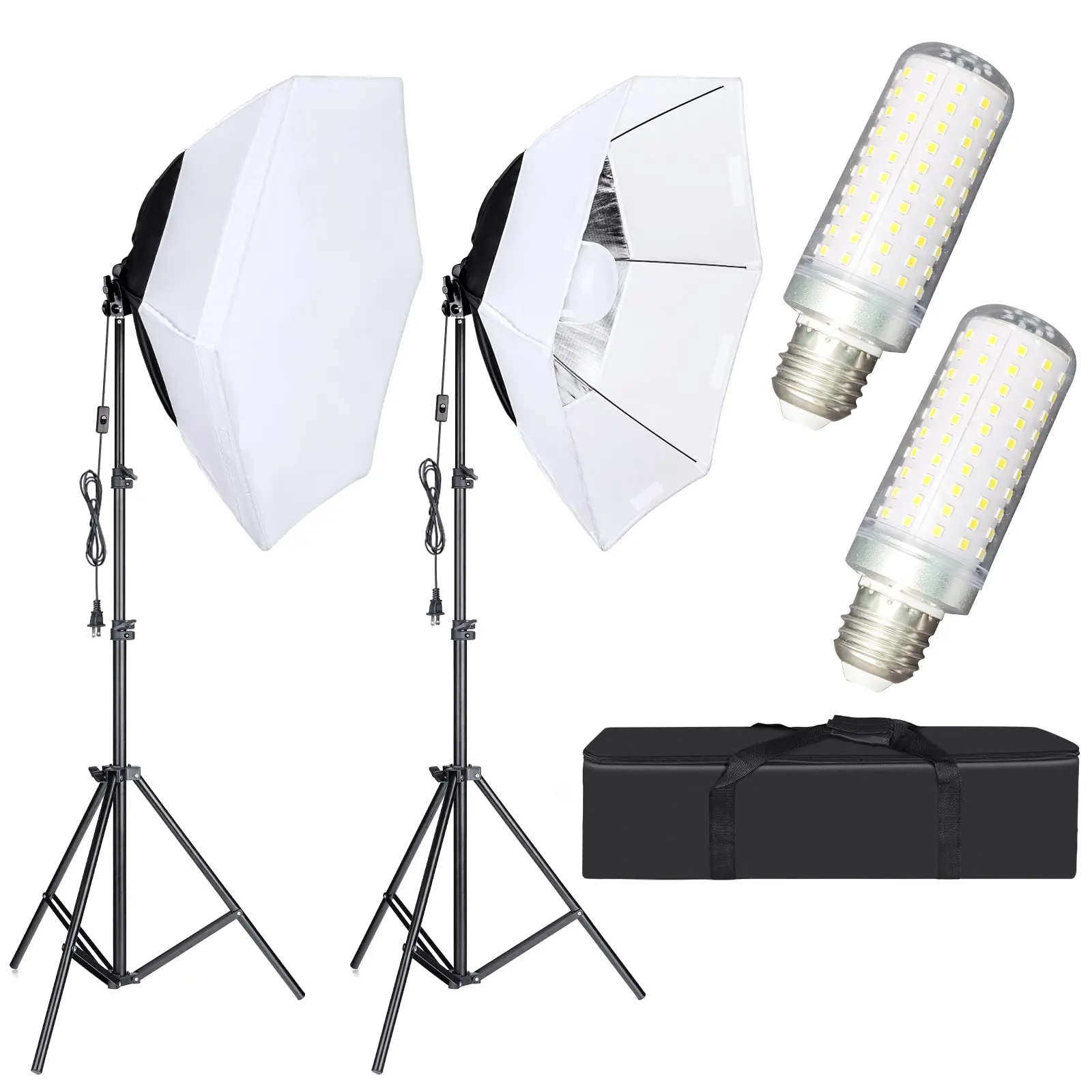 Kits d'éclairage de studio de photographie ensemble E27 LED 20W ampoule 5000k lumière blanche froide diamètre 70CM octogone kit d'éclairage de boîte souple