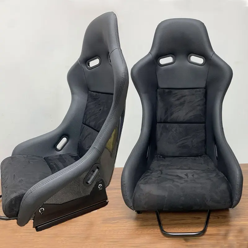 Asiento de cubo de carreras de cuero, fibra de carbono resistente, no ajustable, Material de Color personalizable