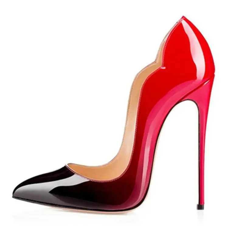 Señoras bomba simple Sexy moda tacones Zapatos Sandalias Zapatos de club de tacón alto con dedos puntiagudos rojo tamaño grande