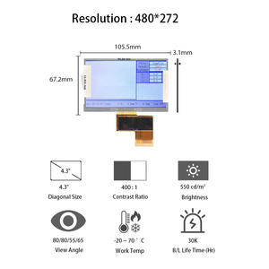 ต้นฉบับ AUO 4.3นิ้ว480x272 WQVGA G043FTN01.0จอภาพ LCD แผงหน้าจอ RGB 40 Pins โมดูลจอ TFT LCD - Product Image 1
