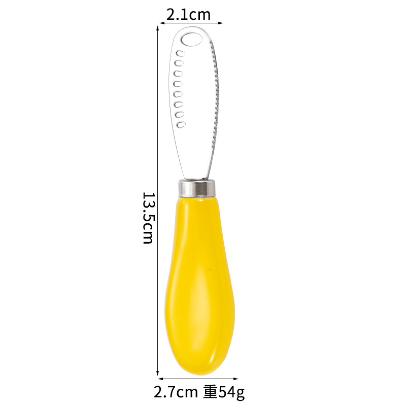 Yellow ceramic handle butter knife with perforation
