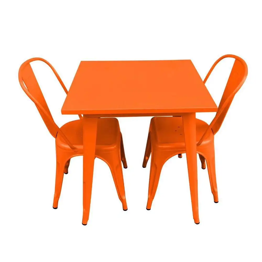 2019 venda quente barato sala de jantar móveis restaurante usado metal industrial mesa de jantar e cadeira conjunto