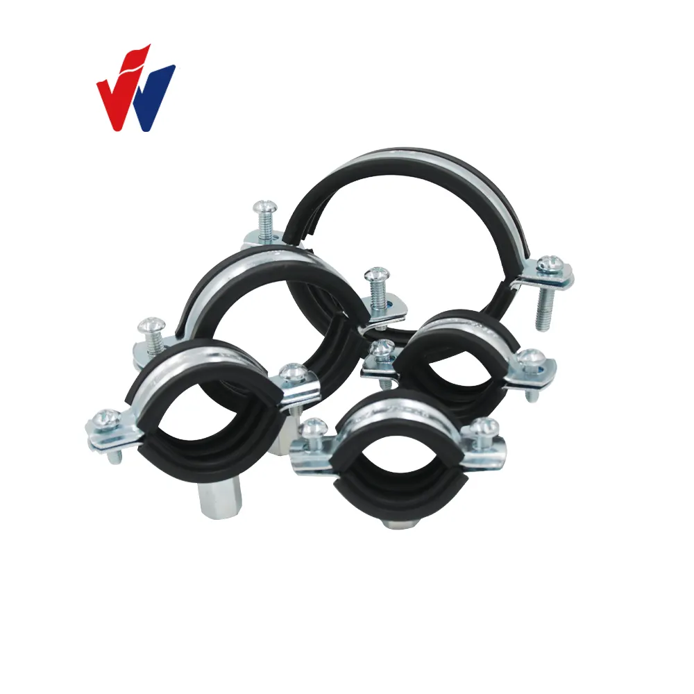Heavy Duty Pipe Clamp With Rubber Reinforced Rib Professional Hanging Galvanized Hose Clamp Metal Aligne Pipe Clamps