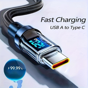 1m/1.5m/2m örgülü 120W dijital ekran USB tip-c C hızlı şarj kablosu iPhone 16 15 Pro Max Samsung akıllı saat - Product Image 2