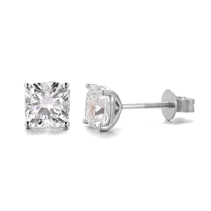 Boucles d'oreilles en or blanc 10 carats avec diamants de laboratoire