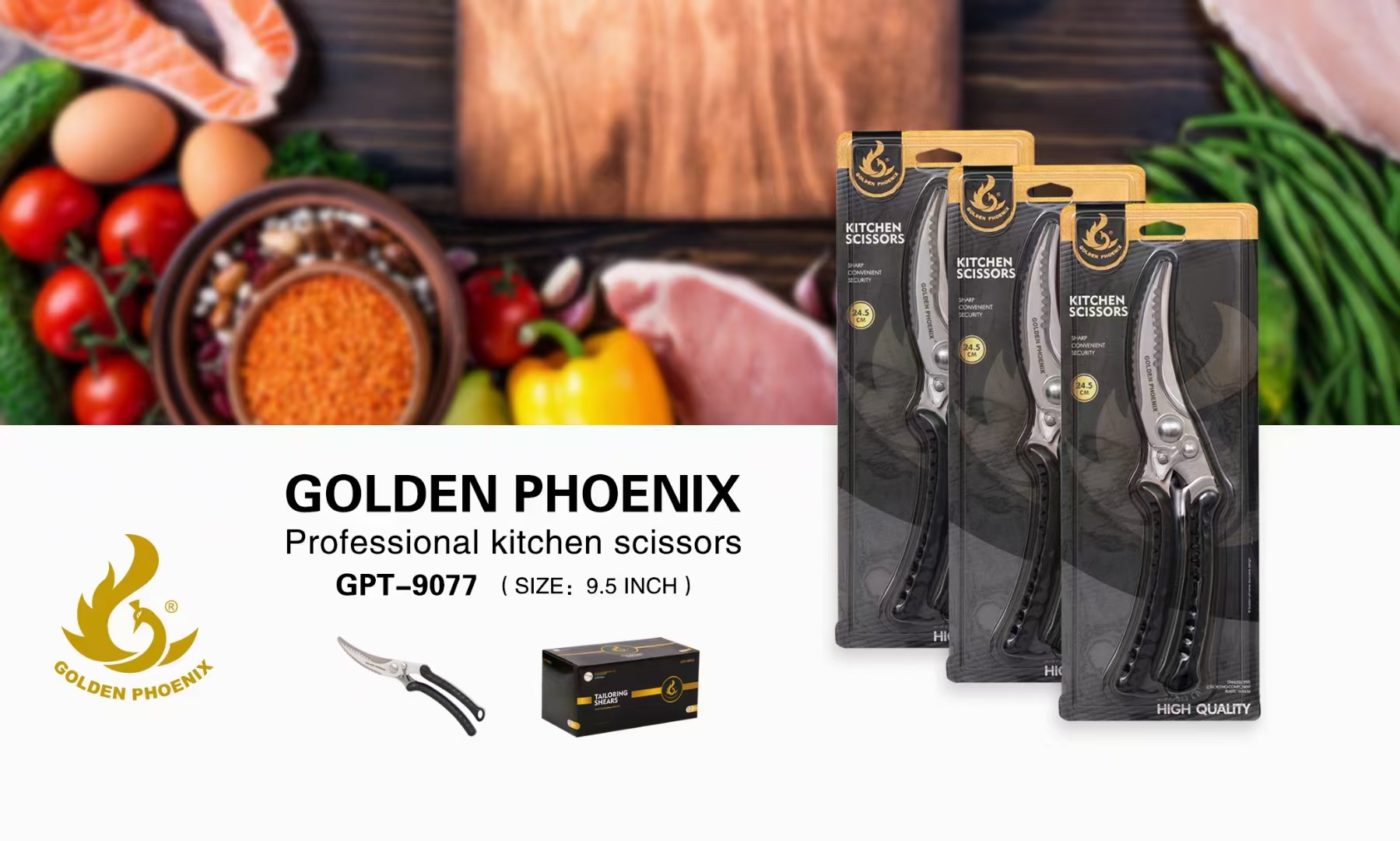 Household Chicken Bone Scissors Kitchen shears vegetables Fruit snip sessors tijeras Stainless steel gold scissors