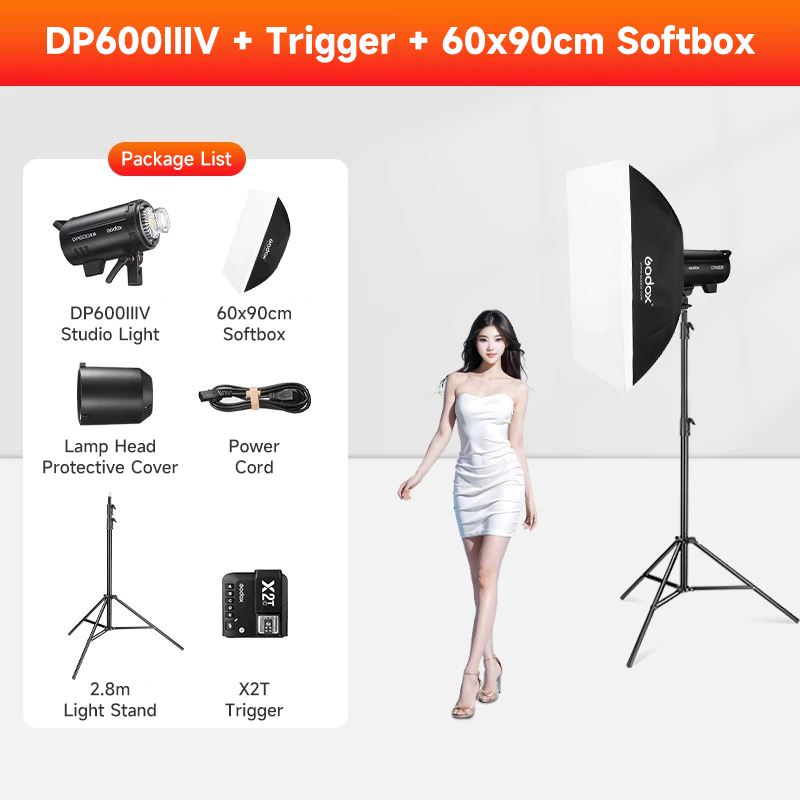 DP600IIIV + 60*90cm Softbox + X2t + 2.8m Light Stand