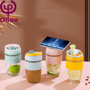 Taşınabilir çift kullanımlı çift süzgeç kahve ve ofis ve kamp için tek filtre cam saman ve kapak ile çay bardağı - Product Image 3