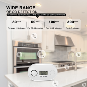 Smart Home Interlinked Carbon Monoxide Detector LCD <strong>Display</strong> 433MHz Alarm <strong>System</strong> 10-Year Lithium Battery Power Supply Fire