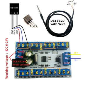 R4DCB08 ELETECHSUP 8Channels Ds18b20 Rs485 Modbus Rtu <strong>Temperature</strong> <strong>Control</strong> <strong>Sensor</strong> Remote Digital Module PLC R4DCB08 R4DCB08+TB436 - Product Image 3