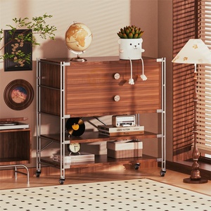 Tối giản Modular lưu trữ Kệ tủ kim loại gỗ sideboard Bàn Cạnh Giường ngủ với ngăn kéo - Product Image 3