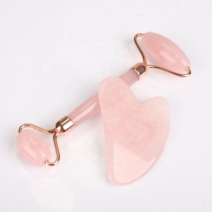 Yüksek kalite gül kuvars yeşim rulo gua sha kutusu ile set - Product Image 3