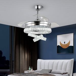 Işık kapalı rustik demir dekoratif aydınlatma uzaktan kumanda ile avize kristal tavan vantilatörü fantezi - Product Image 5