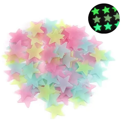 100 pièces autocollants muraux en plastique étoiles lumineuses lueur dans le noir Fluorescent Noctilucent décalcomanies pour maison plafond mur bébé lit