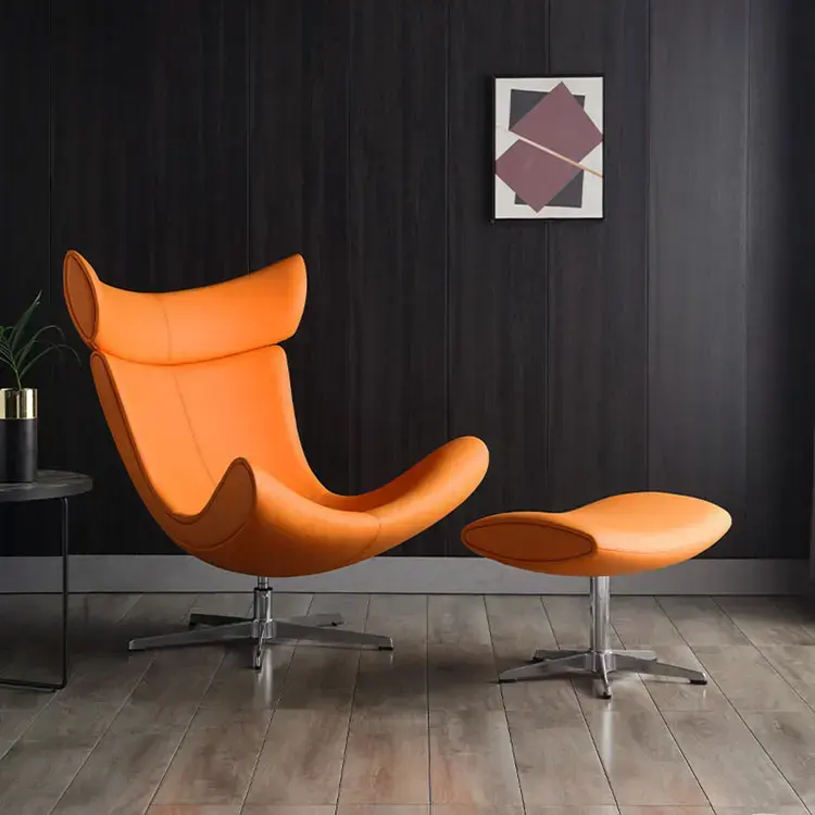 Desainer imola kulit modern furnitur rumah ruang tamu kursi santai tunggal kursi santai dan ottoman