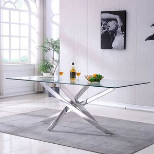 厨房桌椅餐厅家具小型现代玻璃豪华餐桌套装6座 - Product Image 2