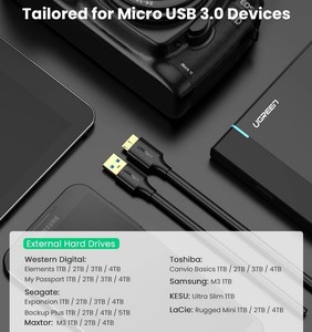 สำหรับ ugreen 3A สาย3.0 Micro USB 1M ชาร์จเร็วสายดาต้าสำหรับ Samsung Note 3 S5สำหรับ TOSHIBA Hard Disk สำหรับคอมพิวเตอร์ - Product Image 2